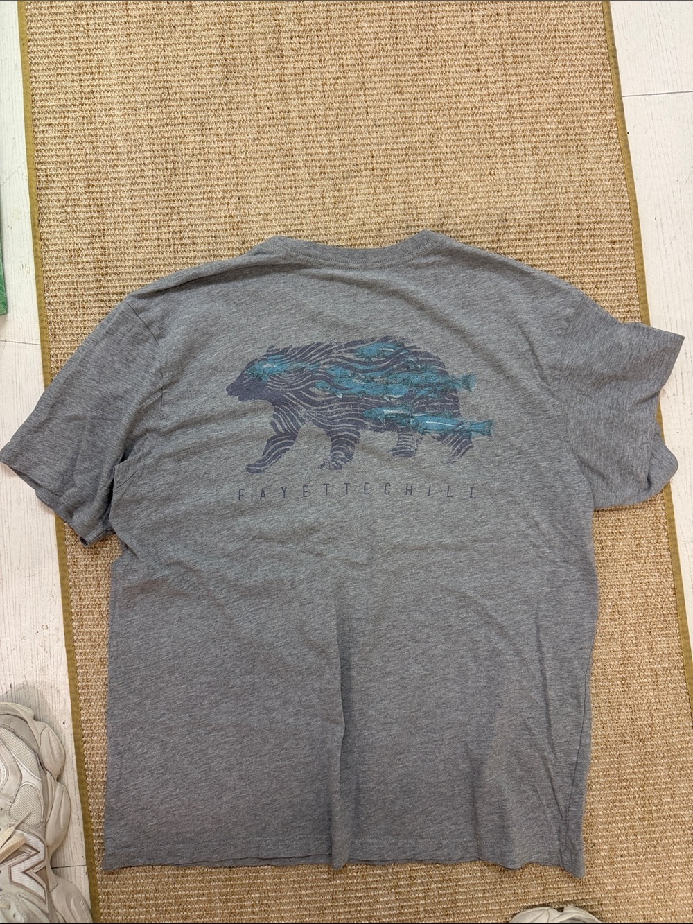 Fayettechill Men's Short-Sleeve Graphic Tee - Heather Gray with Teal Bear
